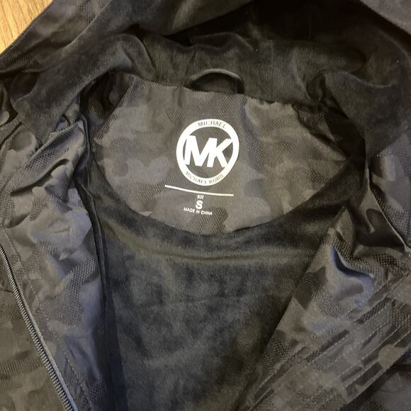 Michael Kors Black Camouflage Women’s Jacket Full Zip Button Snap Pockets Small - Picture 6 of 11